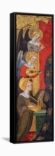 Madonna with child and angels making Music (Detail). Ca. 1385-Pere Serra-Framed Stretched Canvas