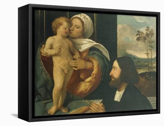 Madonna with Child and Devotee-null-Framed Stretched Canvas