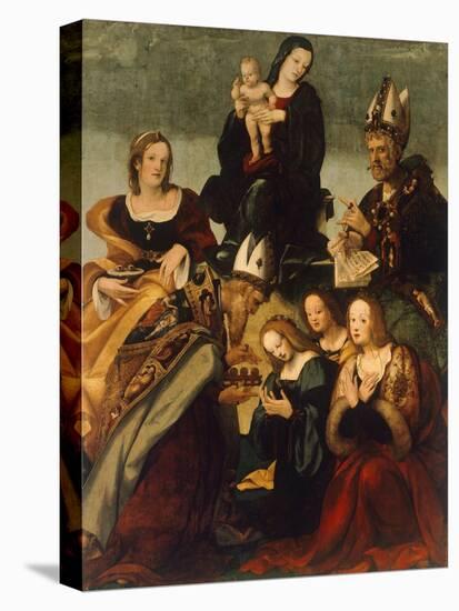 Madonna with Child and Saints Gregory the Great, Nicholas and Lucy-Amico Aspertini-Stretched Canvas