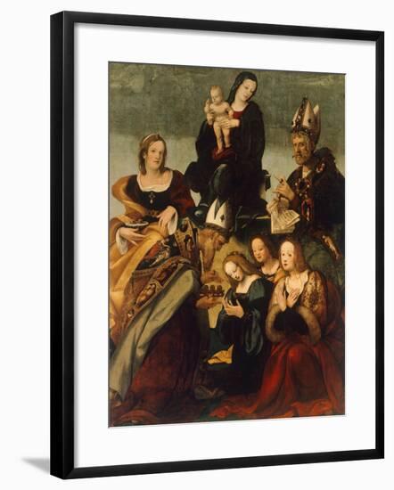 Madonna with Child and Saints Gregory the Great, Nicholas and Lucy-Amico Aspertini-Framed Giclee Print