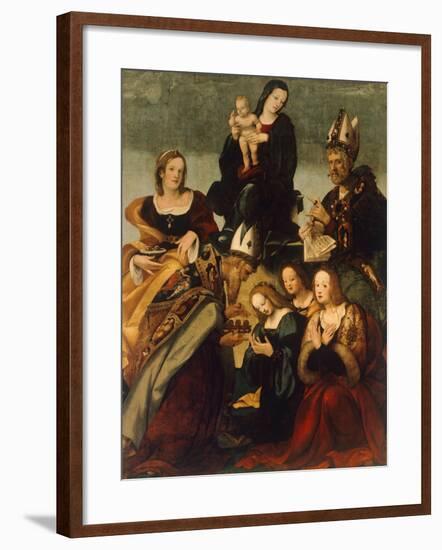 Madonna with Child and Saints Gregory the Great, Nicholas and Lucy-Amico Aspertini-Framed Giclee Print