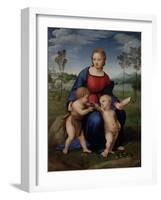 Madonna with Child and the Infant John the Baptist (Madonna of Goldfinch)-Sanzio Raffaello-Framed Giclee Print