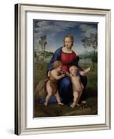 Madonna with Child and the Infant John the Baptist (Madonna of Goldfinch)-Sanzio Raffaello-Framed Giclee Print