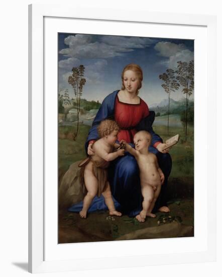 Madonna with Child and the Infant John the Baptist (Madonna of Goldfinch)-Sanzio Raffaello-Framed Giclee Print