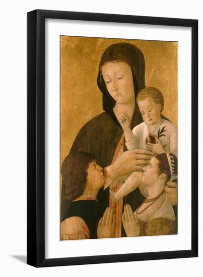 Madonna with Child and Two Donors, 1460-Gentile Bellini-Framed Giclee Print