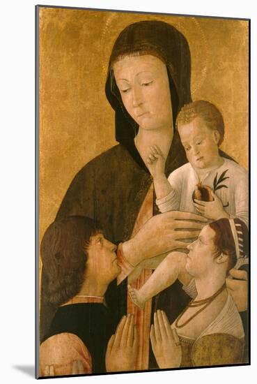 Madonna with Child and Two Donors, 1460-Gentile Bellini-Mounted Giclee Print