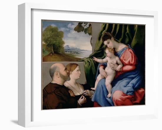 Madonna with Child and Two Donors, 1525-1530-Lorenzo Lotto-Framed Giclee Print