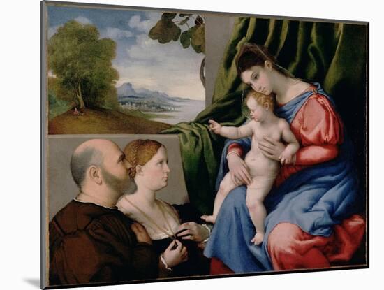 Madonna with Child and Two Donors, 1525-1530-Lorenzo Lotto-Mounted Giclee Print