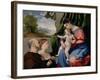 Madonna with Child and Two Donors, 1525-1530-Lorenzo Lotto-Framed Giclee Print