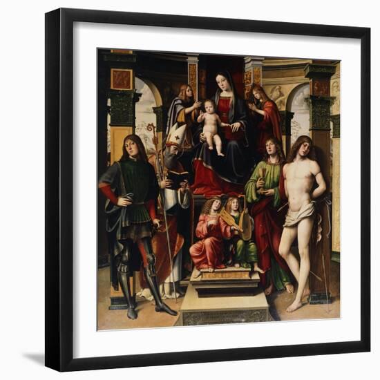 Madonna with Child, Angels and Saints-Francesco Francia-Framed Giclee Print