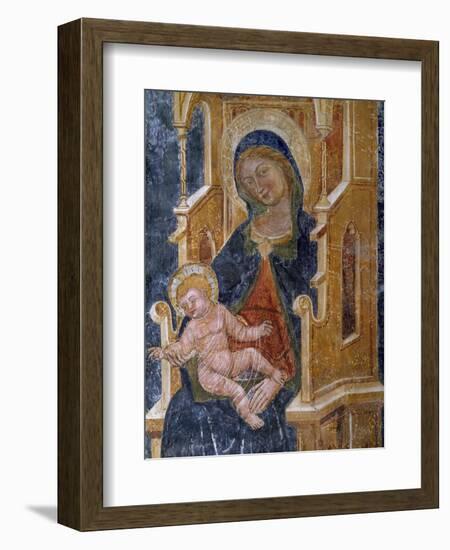 Madonna with Child, Detail of Fresco, Church of Santa Maria La Veterana, Bitetto-null-Framed Giclee Print