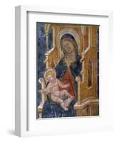 Madonna with Child, Detail of Fresco, Church of Santa Maria La Veterana, Bitetto-null-Framed Giclee Print