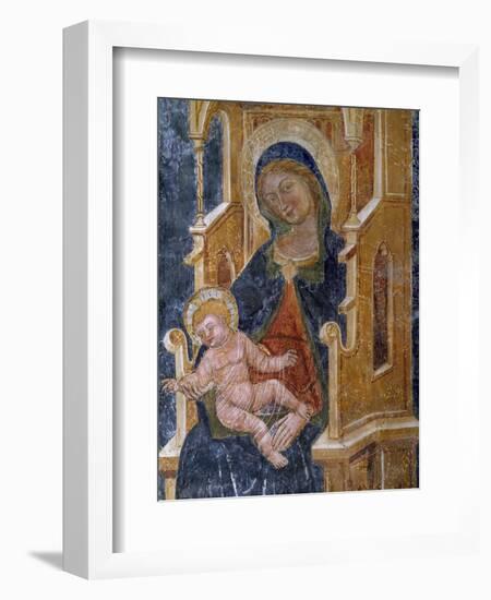 Madonna with Child, Detail of Fresco, Church of Santa Maria La Veterana, Bitetto-null-Framed Giclee Print