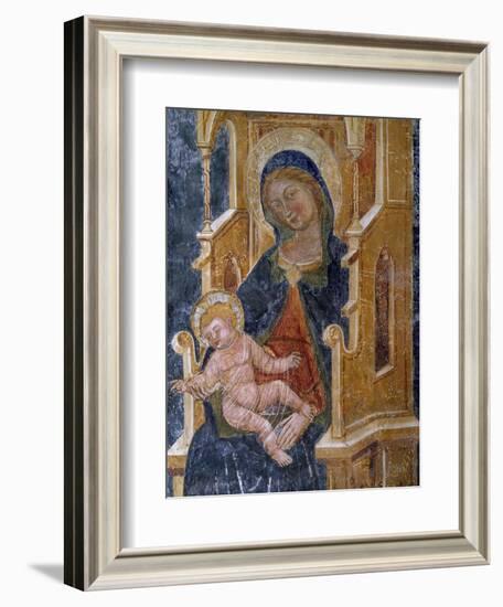 Madonna with Child, Detail of Fresco, Church of Santa Maria La Veterana, Bitetto-null-Framed Giclee Print