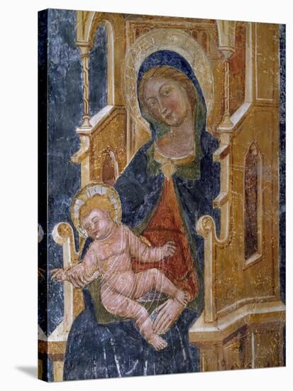 Madonna with Child, Detail of Fresco, Church of Santa Maria La Veterana, Bitetto-null-Stretched Canvas