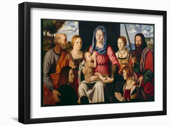 Madonna with Child, Saints and Followers-Bernardino Luini-Framed Giclee Print