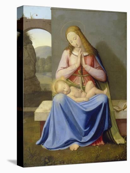 Madonna with Child Seated Against a Wall, 1811-Johann Friedrich Overbeck-Stretched Canvas