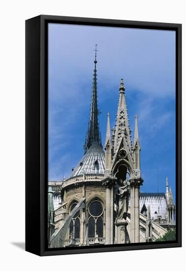 Madonna with Child, Spire on the Outside of the Apse of Notre-Dame Cathedral-null-Framed Stretched Canvas