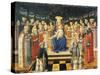 Madonna with Enthroned Child, Angels, Saints and Donors, by Giovanni Boccati (Active 1420-1480)-null-Stretched Canvas