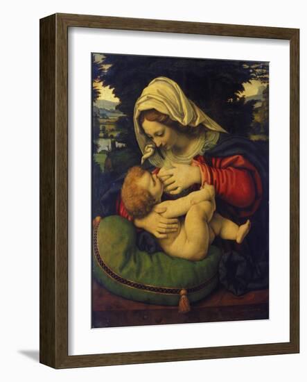 Madonna with Green Pillow-Andrea de Solario-Framed Giclee Print