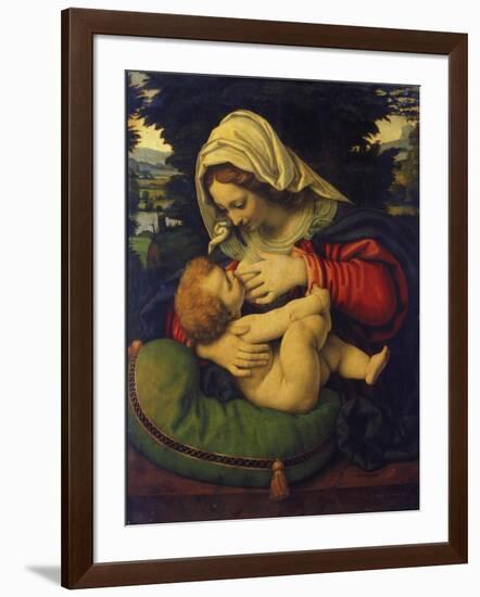 Madonna with Green Pillow-Andrea de Solario-Framed Giclee Print