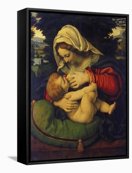 Madonna with Green Pillow-Andrea de Solario-Framed Stretched Canvas