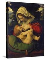 Madonna with Green Pillow-Andrea de Solario-Stretched Canvas