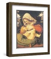 Madonna With The Green Cushion-Andrea Solari-Framed Premium Giclee Print