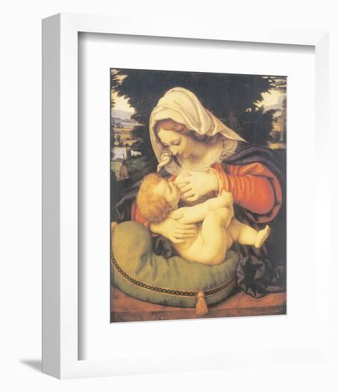 Madonna With The Green Cushion-Andrea Solari-Framed Premium Giclee Print