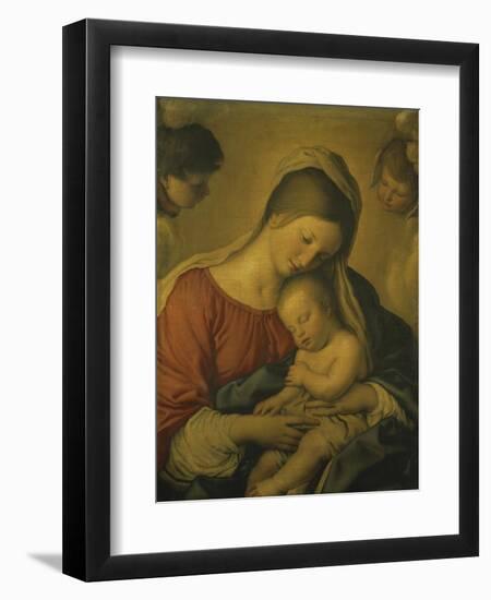 Madonna with the Infant Jesus Sleeping, 17th century-Giovanni Battista Salvi da Sassoferrato-Framed Giclee Print