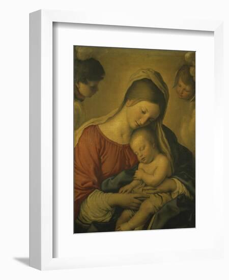 Madonna with the Infant Jesus Sleeping, 17th century-Giovanni Battista Salvi da Sassoferrato-Framed Giclee Print