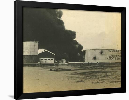 Madras Fuel Tanks on Fire, WWI-null-Framed Photographic Print