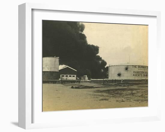Madras Fuel Tanks on Fire, WWI-null-Framed Photographic Print