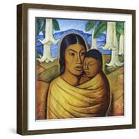 Madre Con Ibida-Alfredo Ramos Martinez-Framed Art Print