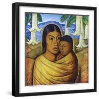 Madre Con Ibida-Alfredo Ramos Martinez-Framed Art Print