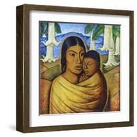 Madre Con Ibida-Alfredo Ramos Martinez-Framed Art Print