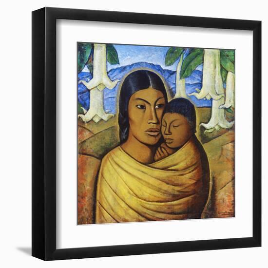 Madre Con Ibida-Alfredo Ramos Martinez-Framed Art Print
