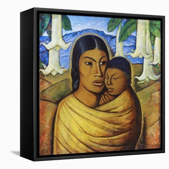 Madre Con Ibida-Alfredo Ramos Martinez-Framed Stretched Canvas