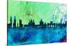 Madrid City Skyline-NaxArt-Stretched Canvas