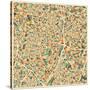 Madrid Map-Jazzberry Blue-Stretched Canvas