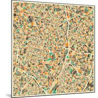 Madrid Map-Jazzberry Blue-Mounted Art Print