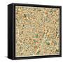 Madrid Map-Jazzberry Blue-Framed Stretched Canvas