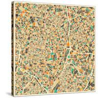 Madrid Map-Jazzberry Blue-Stretched Canvas
