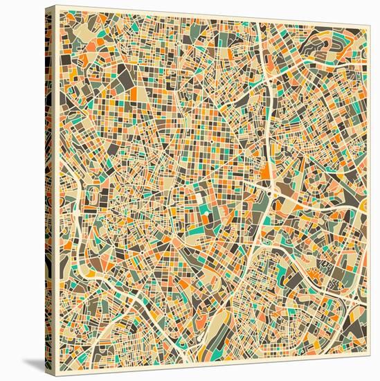 Madrid Map-Jazzberry Blue-Stretched Canvas