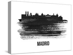 Madrid Skyline Brush Stroke - Black II-NaxArt-Stretched Canvas