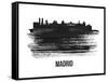 Madrid Skyline Brush Stroke - Black II-NaxArt-Framed Stretched Canvas