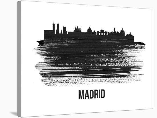 Madrid Skyline Brush Stroke - Black II-NaxArt-Stretched Canvas