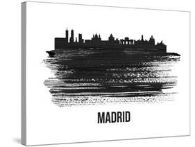 Madrid Skyline Brush Stroke - Black II-NaxArt-Stretched Canvas