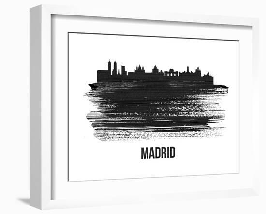 Madrid Skyline Brush Stroke - Black II-NaxArt-Framed Art Print