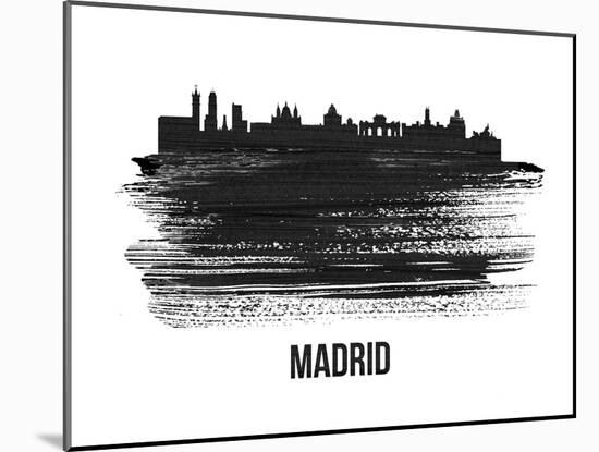 Madrid Skyline Brush Stroke - Black II-NaxArt-Mounted Art Print